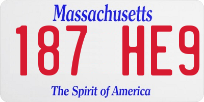 MA license plate 187HE9