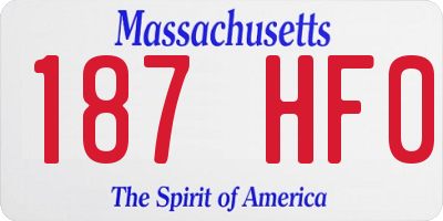 MA license plate 187HF0