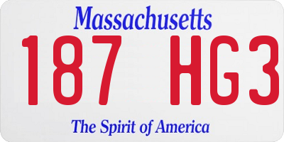 MA license plate 187HG3