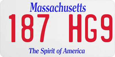 MA license plate 187HG9