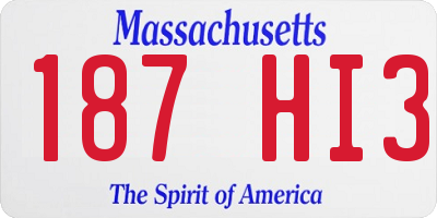 MA license plate 187HI3