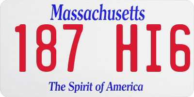 MA license plate 187HI6