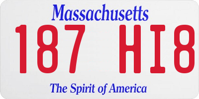 MA license plate 187HI8