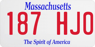 MA license plate 187HJ0