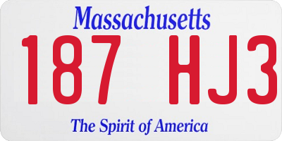 MA license plate 187HJ3