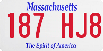 MA license plate 187HJ8
