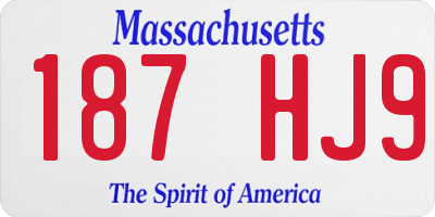 MA license plate 187HJ9