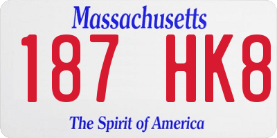 MA license plate 187HK8