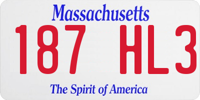 MA license plate 187HL3