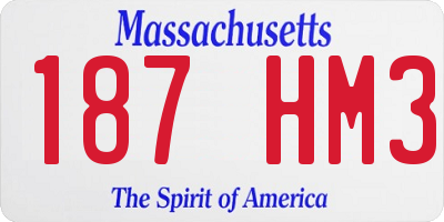 MA license plate 187HM3