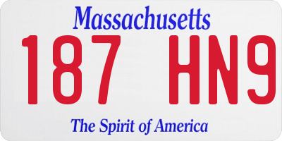 MA license plate 187HN9