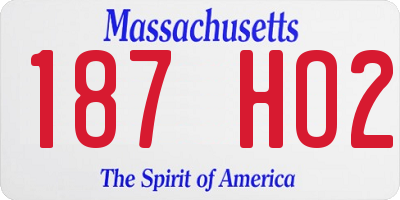 MA license plate 187HO2