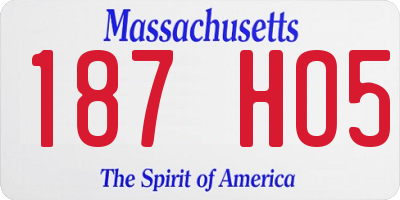 MA license plate 187HO5