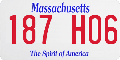 MA license plate 187HO6