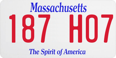MA license plate 187HO7