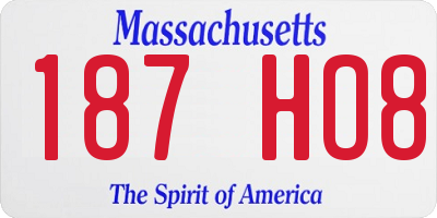 MA license plate 187HO8