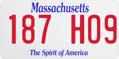 MA license plate 187HO9