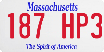 MA license plate 187HP3