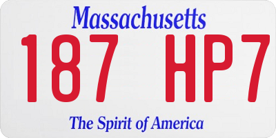 MA license plate 187HP7