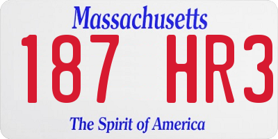 MA license plate 187HR3