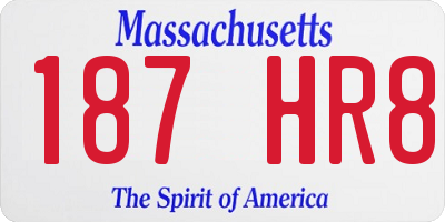 MA license plate 187HR8