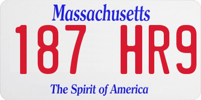 MA license plate 187HR9