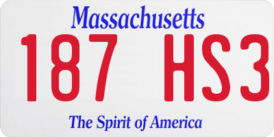 MA license plate 187HS3