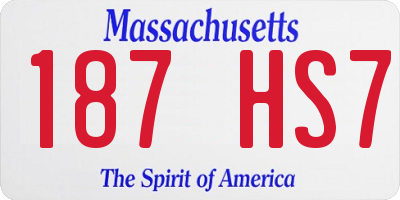 MA license plate 187HS7