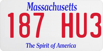 MA license plate 187HU3
