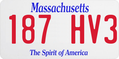 MA license plate 187HV3