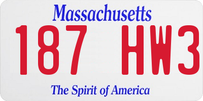 MA license plate 187HW3