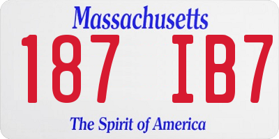 MA license plate 187IB7