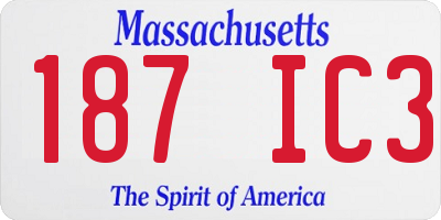 MA license plate 187IC3
