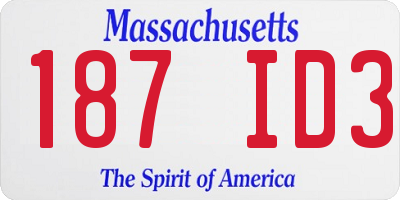 MA license plate 187ID3