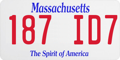 MA license plate 187ID7