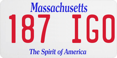 MA license plate 187IG0