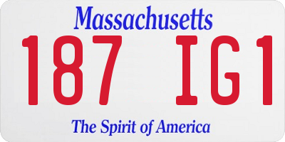 MA license plate 187IG1