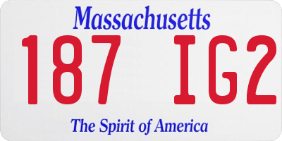 MA license plate 187IG2