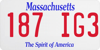 MA license plate 187IG3