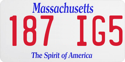 MA license plate 187IG5