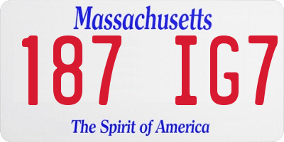 MA license plate 187IG7