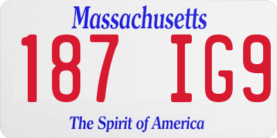 MA license plate 187IG9