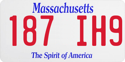 MA license plate 187IH9