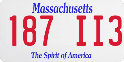MA license plate 187II3