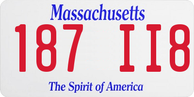 MA license plate 187II8