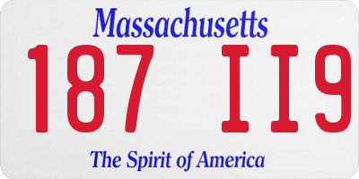 MA license plate 187II9