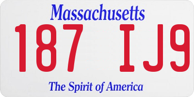 MA license plate 187IJ9