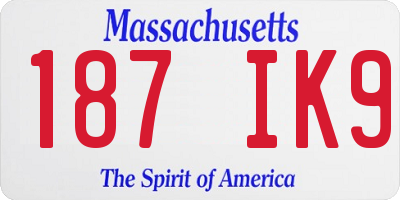 MA license plate 187IK9