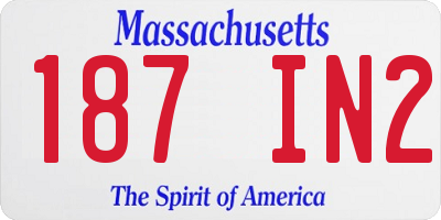 MA license plate 187IN2
