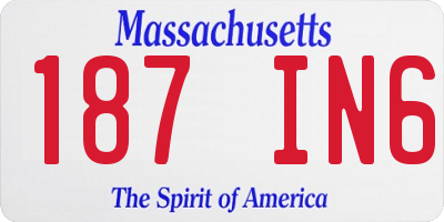 MA license plate 187IN6